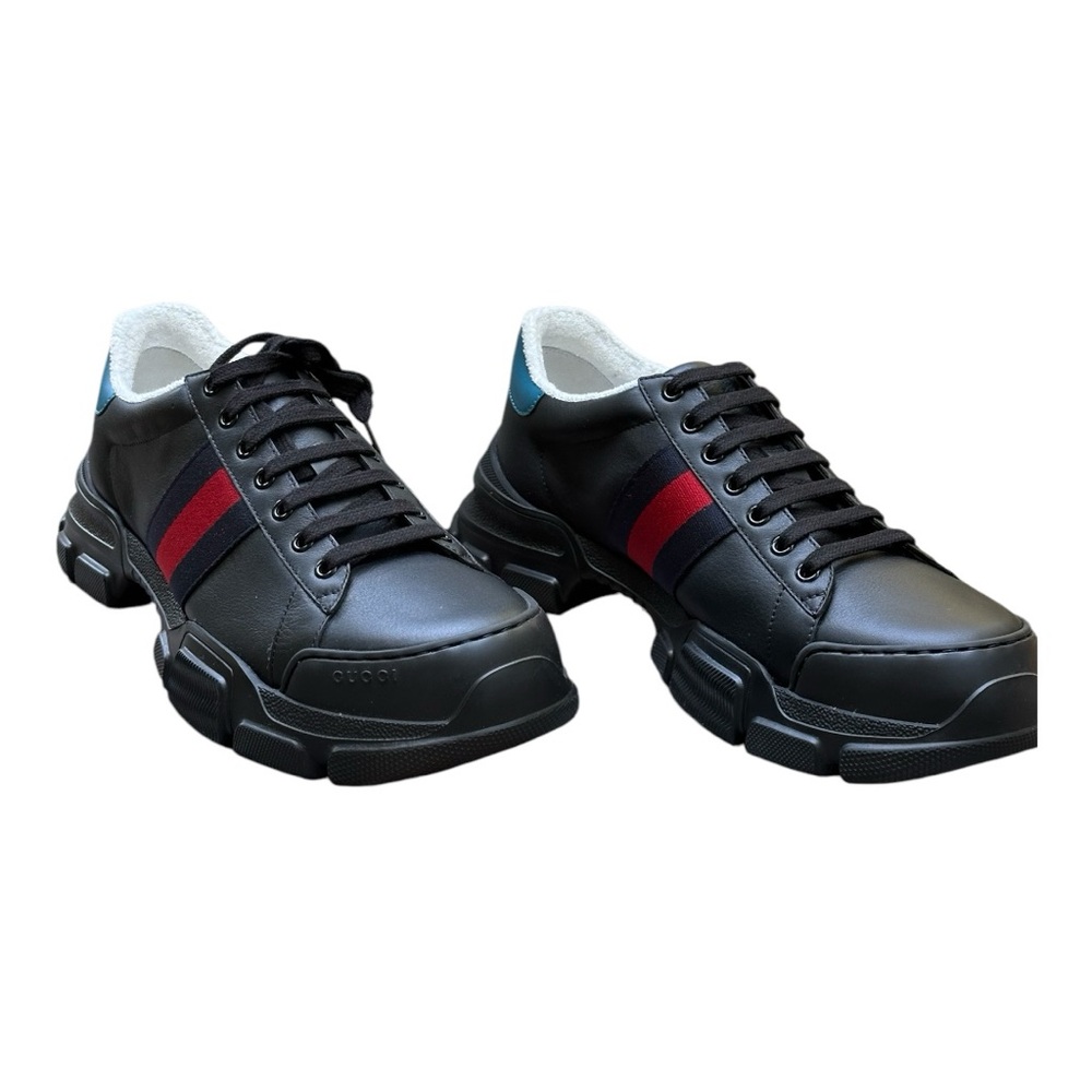 Gucci Men's Black Sneakers with Red and Blue Stripes - Picture 2 of 4